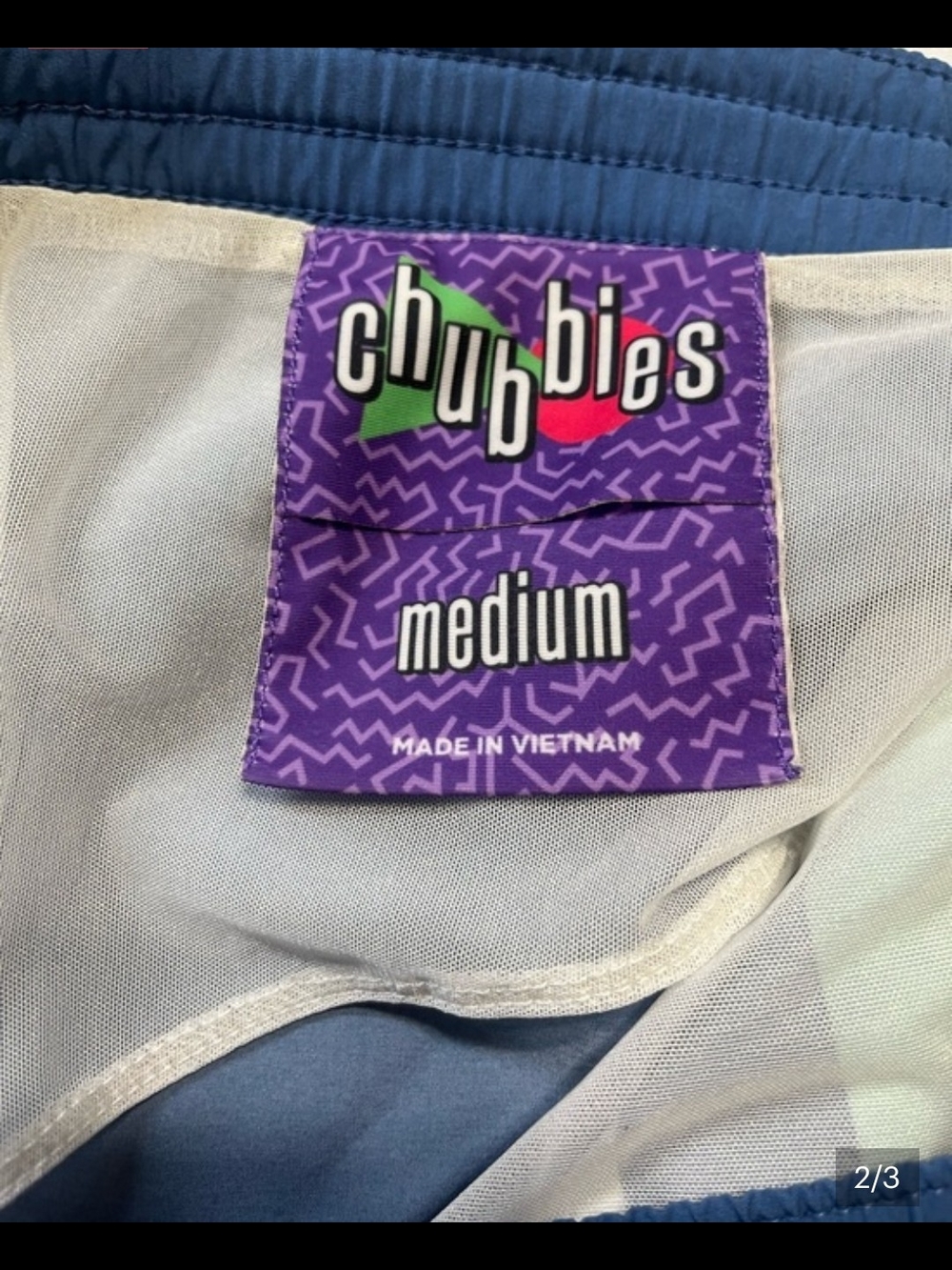 Chubbies Large Swim Trunks - Blue with White Lining